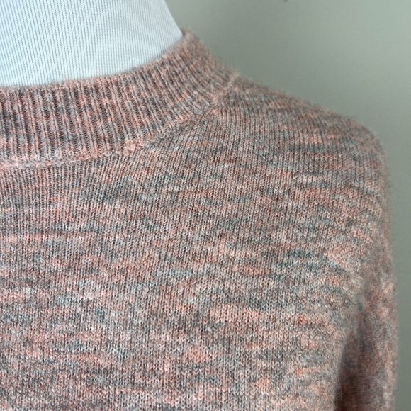 Dreamers Sweater Small Gray Pink Mock Neck Long Sleeve Knit Relaxed Fit - Picture 7 of 12